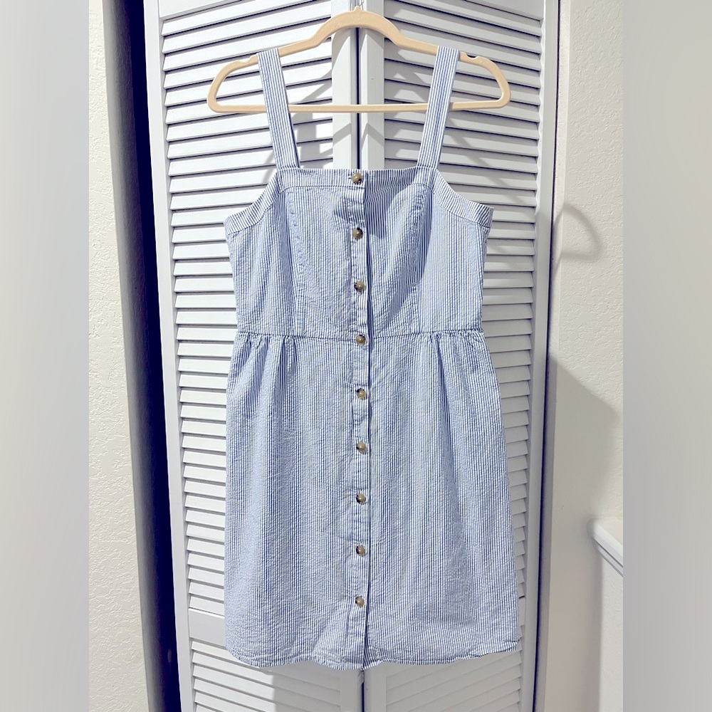 J Crew Nautical Preppy Blue White Stripe Dress